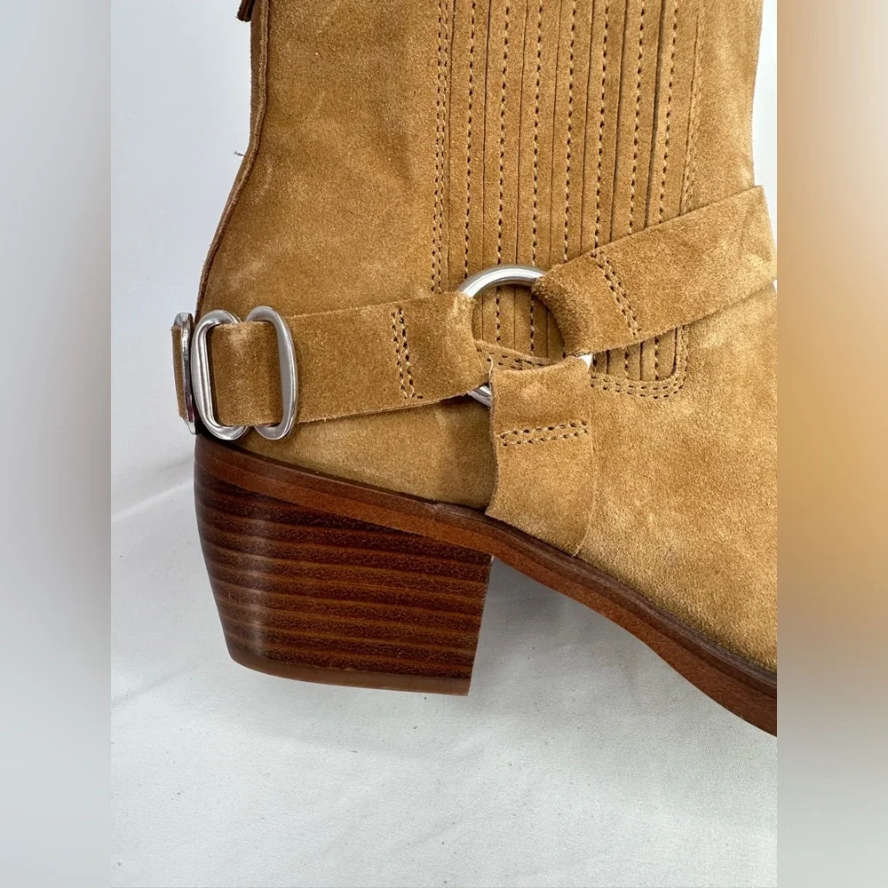 Sam Edelman | Women’s 9 Bellamie Brown Leather Ankle Boots Suede Weste… - Picture 9 of 10